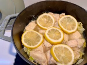 キャベツと鶏肉のレモン蒸し③