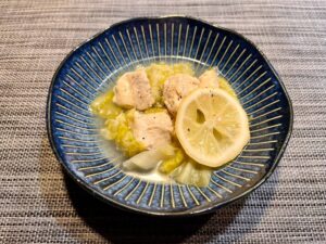 キャベツと鶏肉のレモン蒸し④